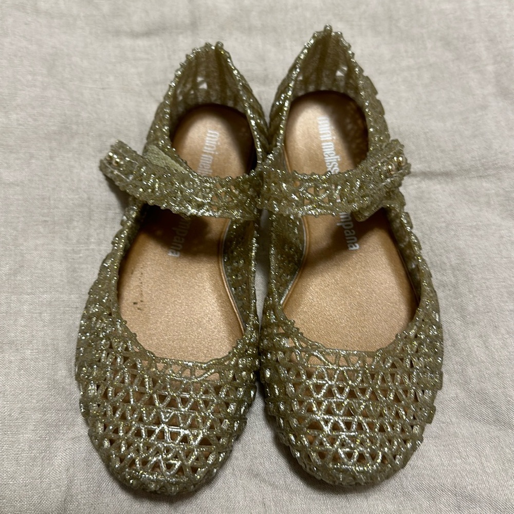 Mini Melissa jelly gold shoes size 11
